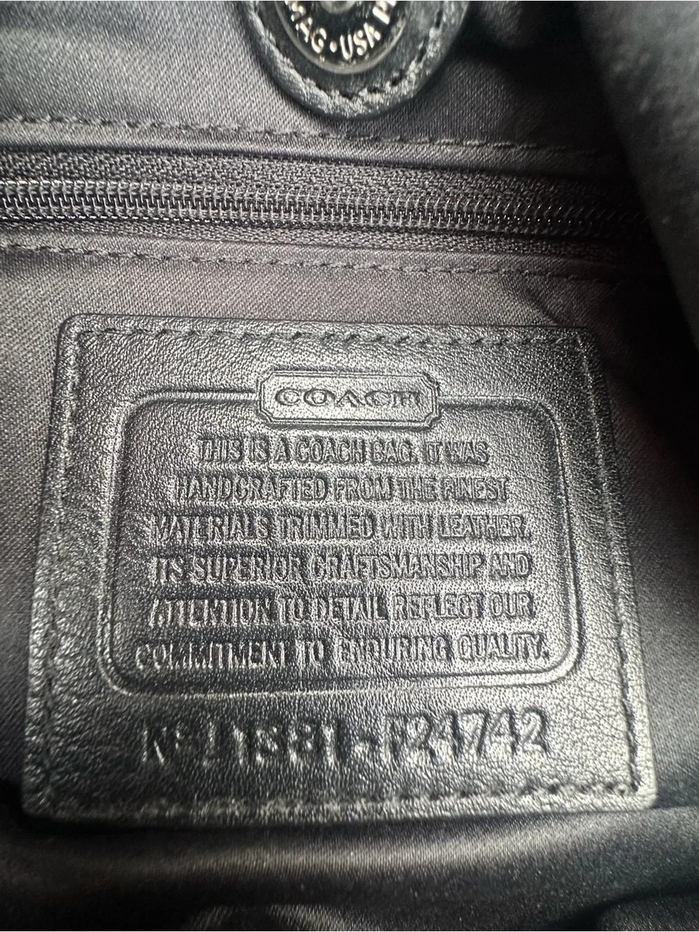 Coach Black Signature Canvas Shoulder Tote with Front Buckle Pocket